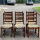 6 solid wood chairs in dark oak and floral fabric