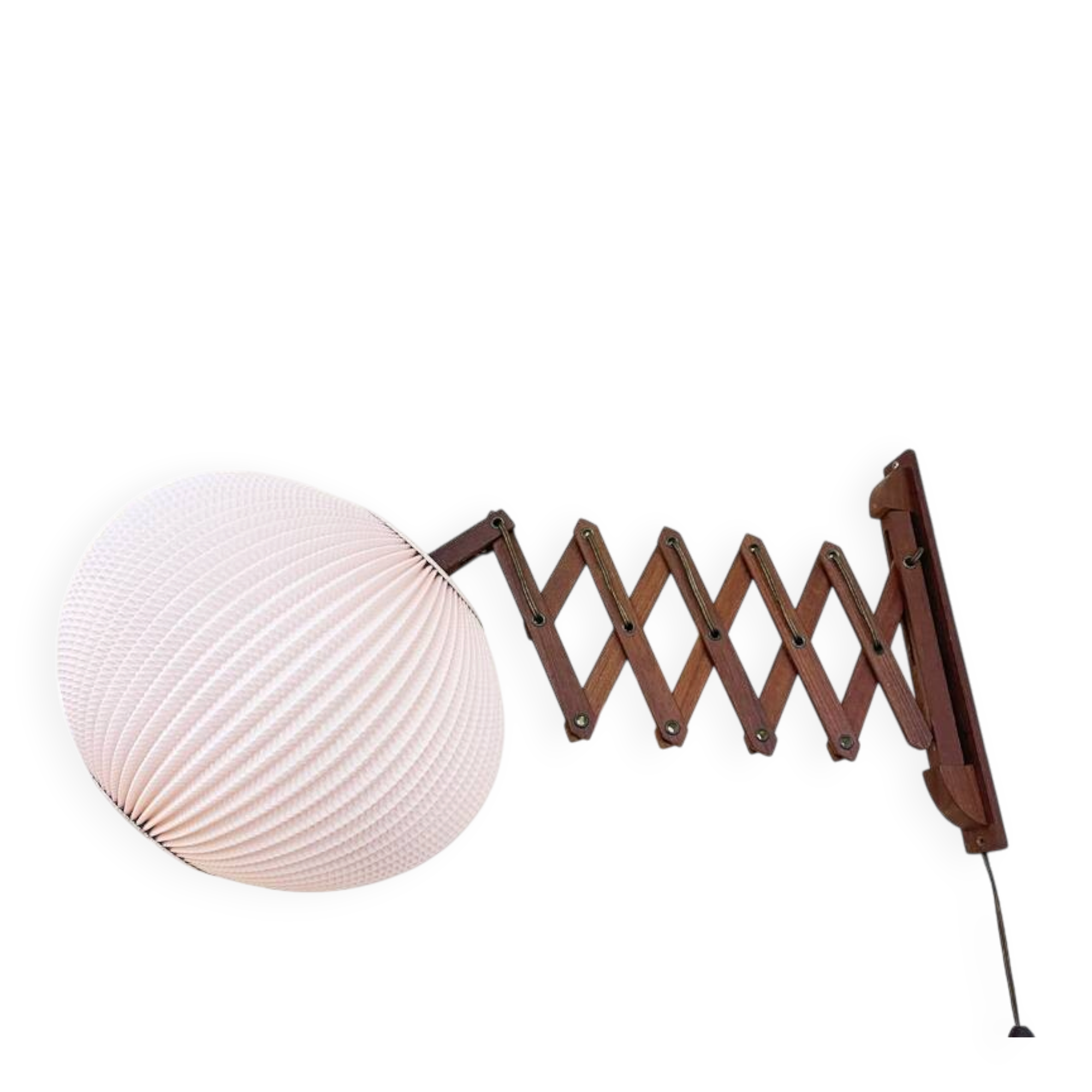 Scandinavian teak accordion wall lamp – 1960s cocoon shade