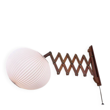 Scandinavian teak accordion wall lamp – 1960s cocoon shade