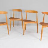 FH4103 Heart dining chairs by Hans Wegner for Fritz Hansen, Denmark 1950s