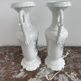 Pair of large 19th century church vases in painted white Paris porcelain