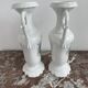 Pair of large 19th century church vases in painted white Paris porcelain