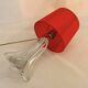 Vintage crystal lamp base with red pleated organza ribbon shade 1940