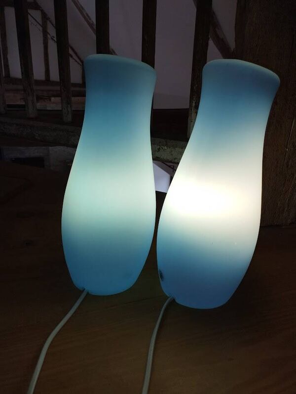 Duo de lampes mylonit – ikea lampes de table vintage en verre soufflé –