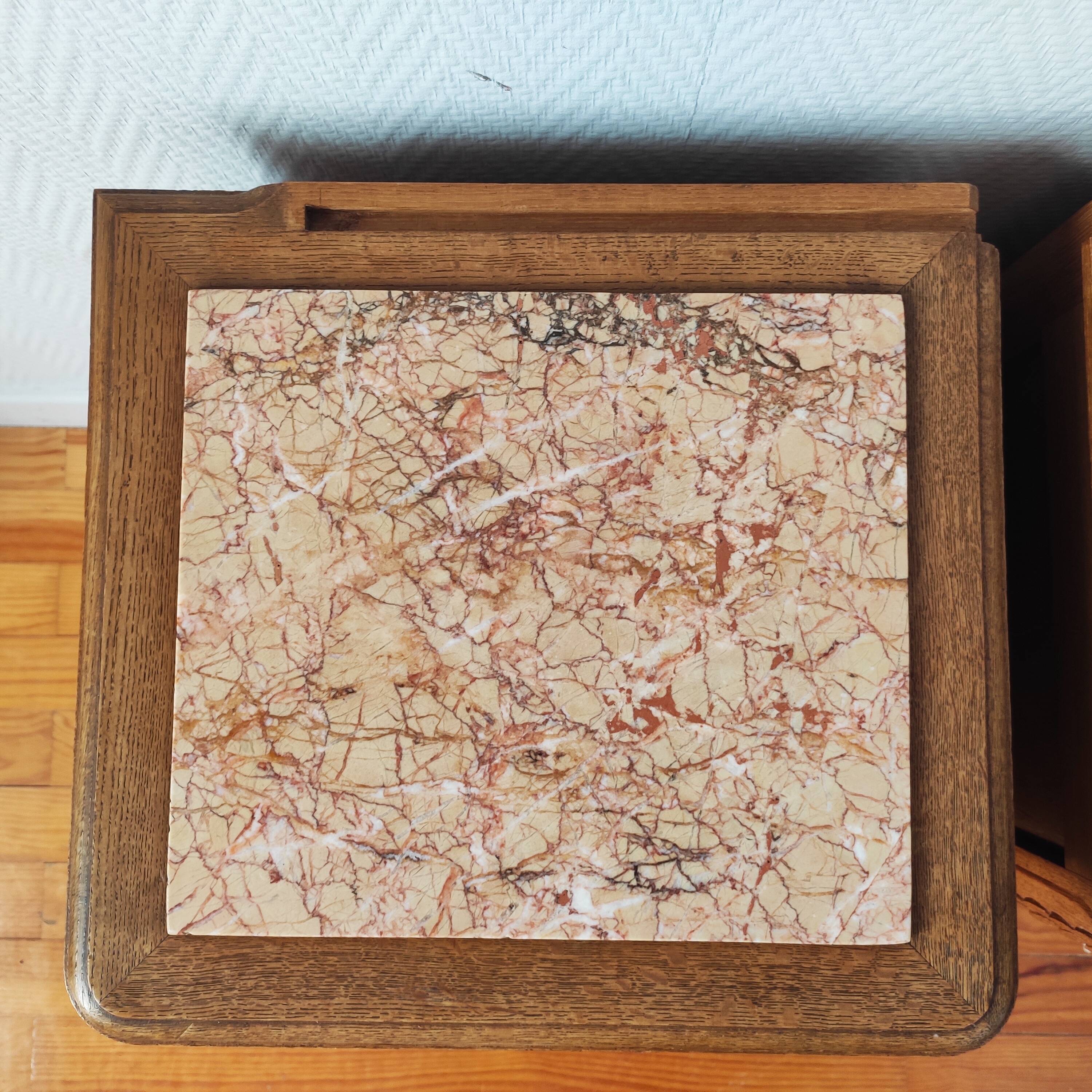 Pair of solid oak bedside tables 1920