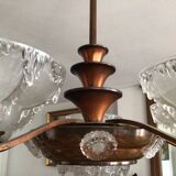 Copper chandelier and Art Deco glass paste Ezan