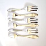 6 fourchettes à dessert modernistes en métal argenté chantourné DEETJEN