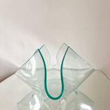 1970s glass trinket tray shaped like a handkerchief