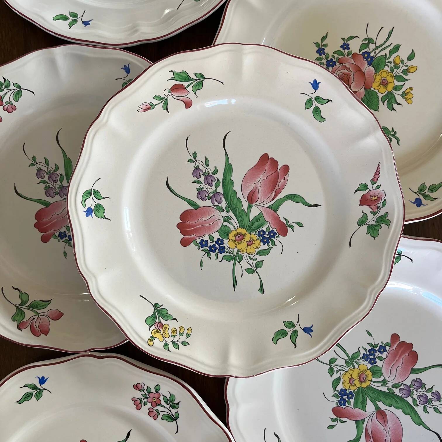 Set of 6 flat plates KG Lunéville – model Réverbère
