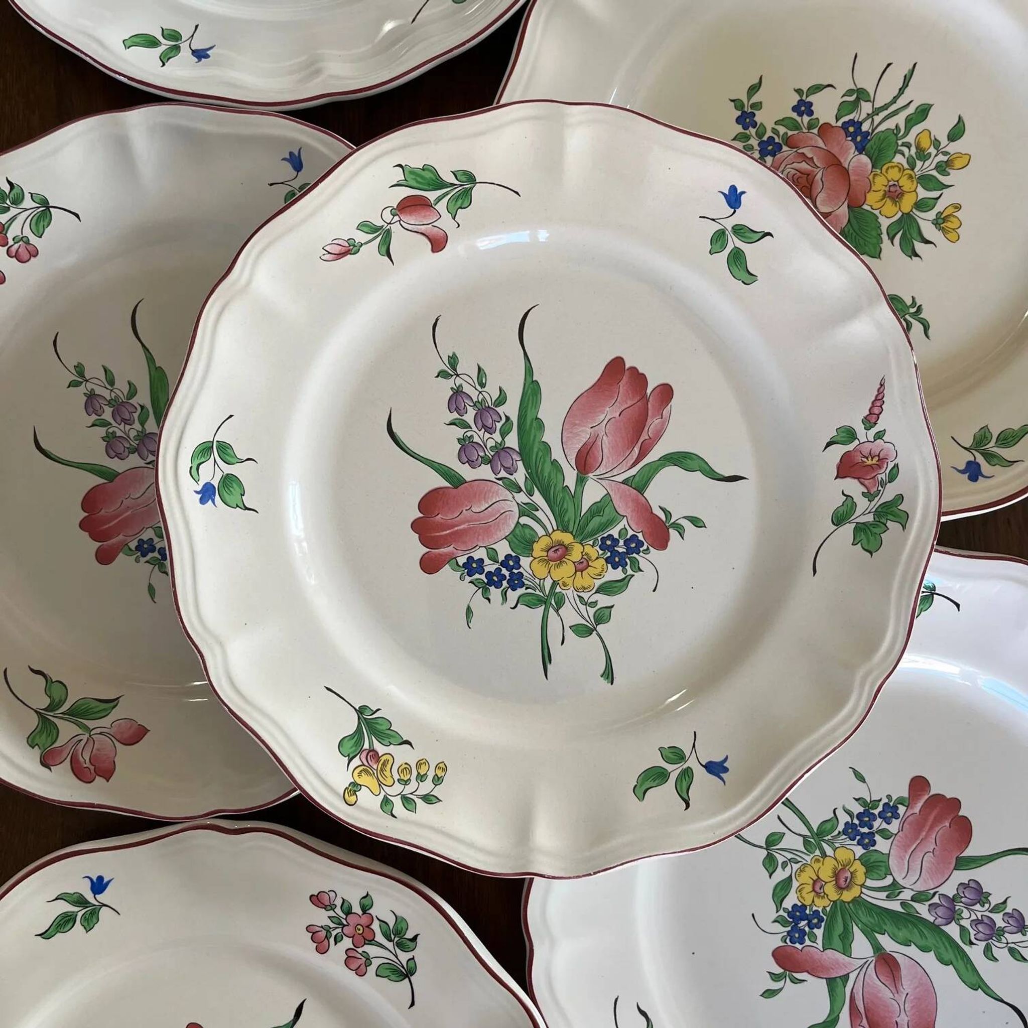 Set of 6 flat plates KG Lunéville – model Réverbère