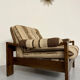 2 fauteuils armchair en bois et tissu vintage design années 70