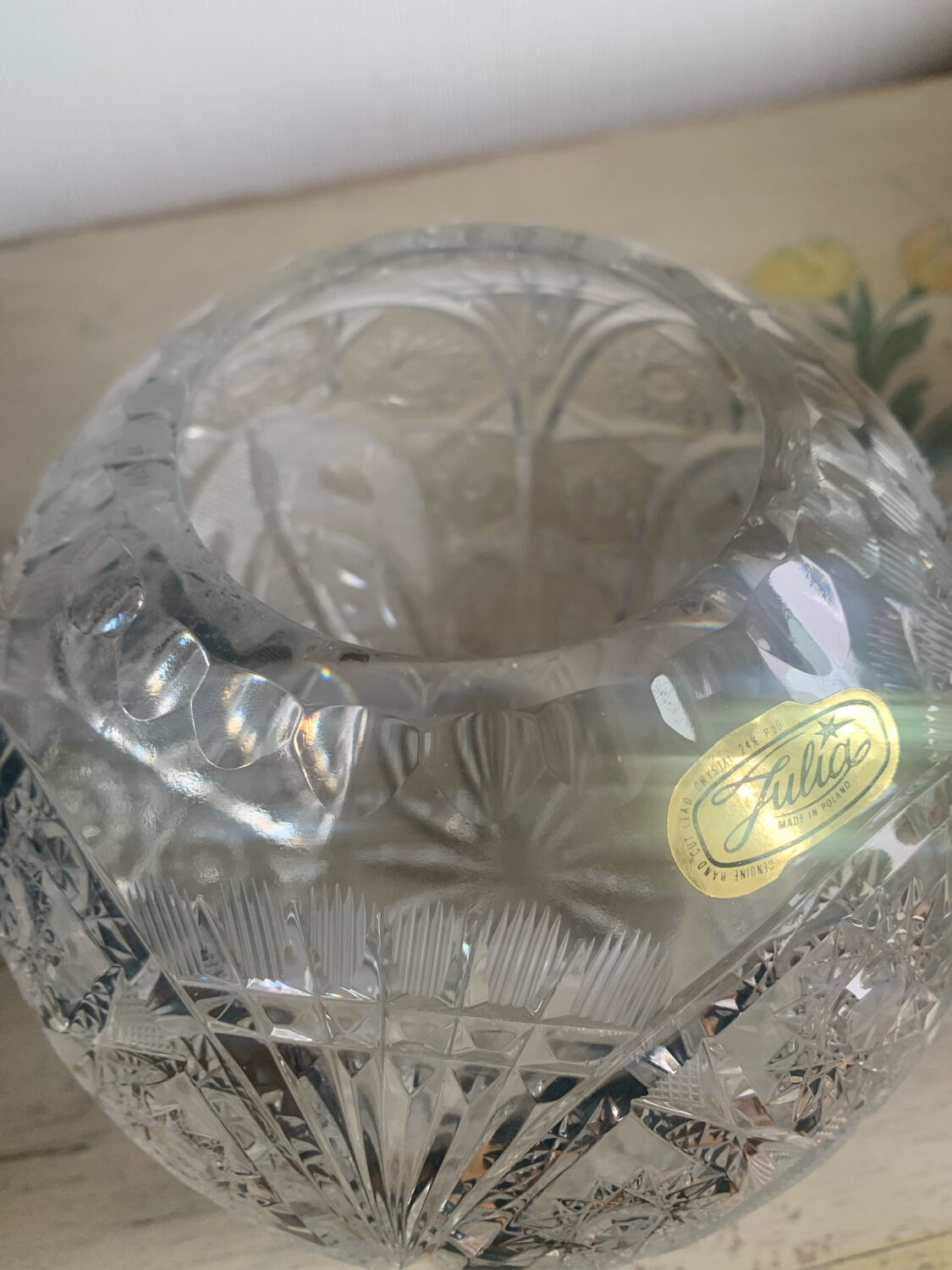 Pair of hand-cut Bohemian crystal ball vases Julia Crystal