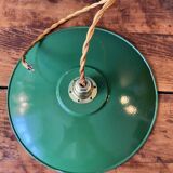 Green enameled sheet metal pendant light