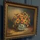 Oil on canvas still life bouquet of flowers 20th century M. Meton