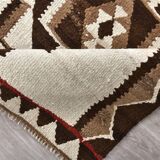 3x9 Brown Cream Turkish Kilim Runner Rug