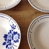 4 assiettes creuses bleues Badonviller