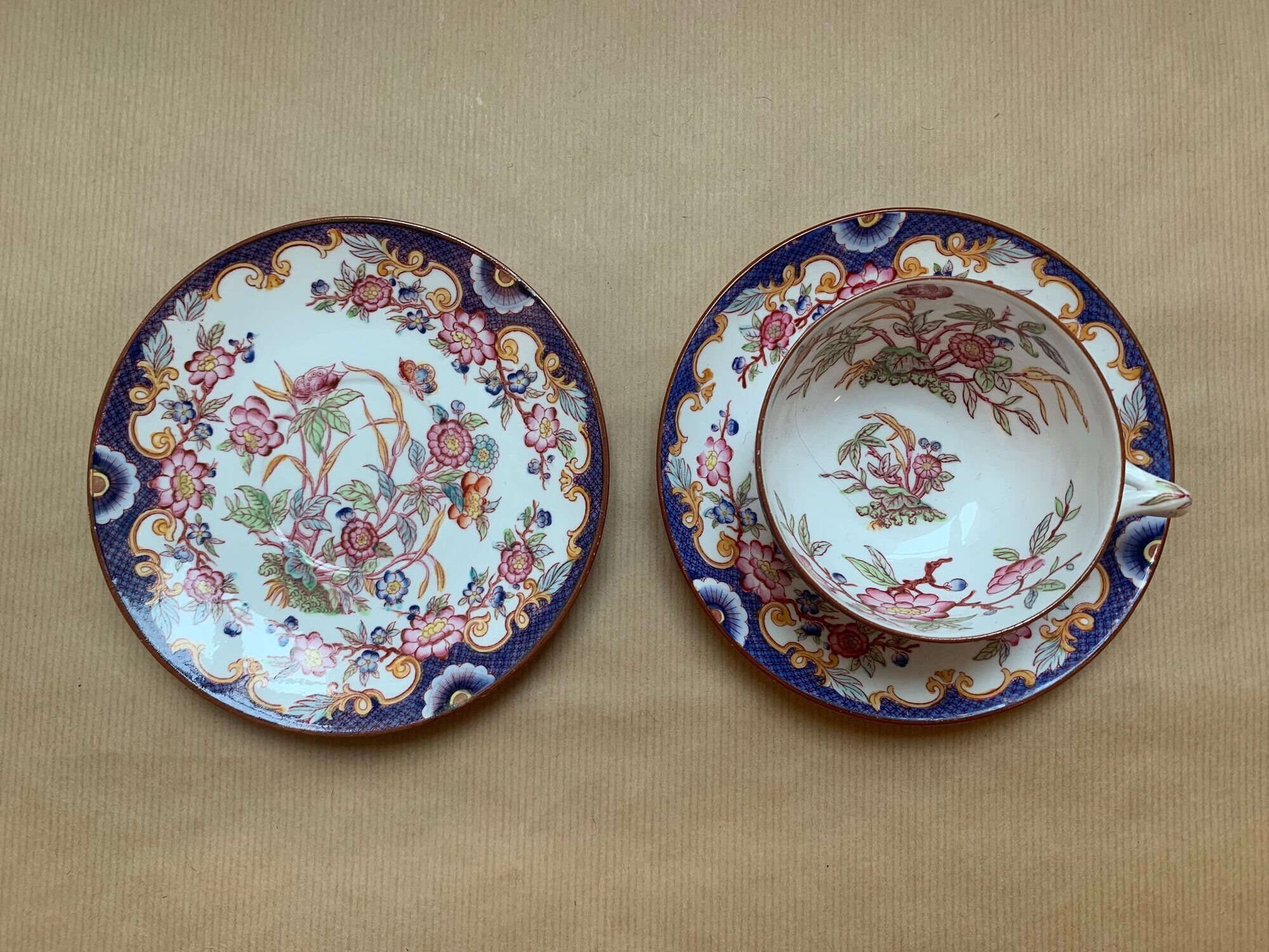 1 cup and two Sarreguemines porcelain saucers