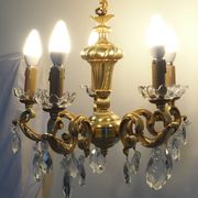 Solid bronze chandelier with crystal pendants and candle holders - Lucien GAU