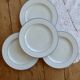 4 vintage porcelain dessert plates - Double blue borders - Bistro style