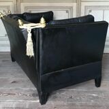 Black leather sofa