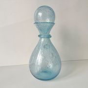 Vintage 1960s blue bubble glass BIOT carafe