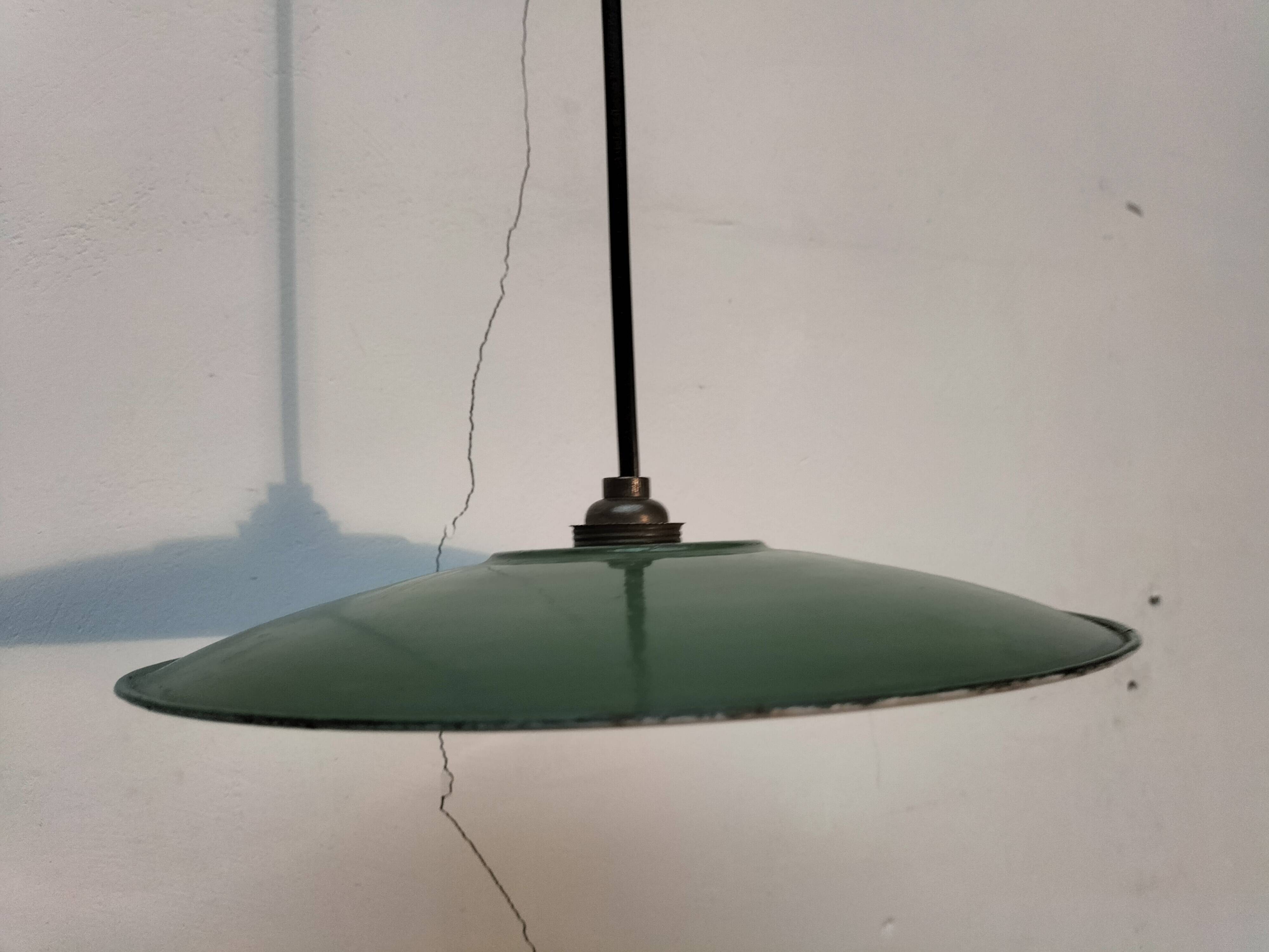 Set of 3 enameled sheet metal pendants