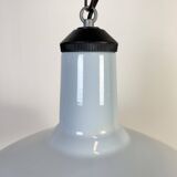 Industrial Light Blue Enamel Factory Pendant Lamp, 1960s
