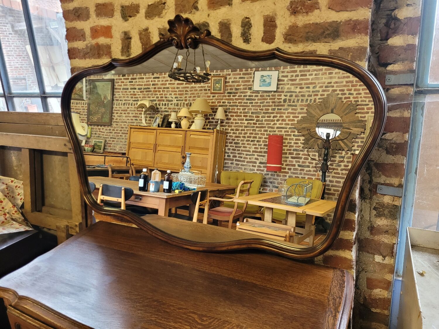 Louis XV style wooden mirror