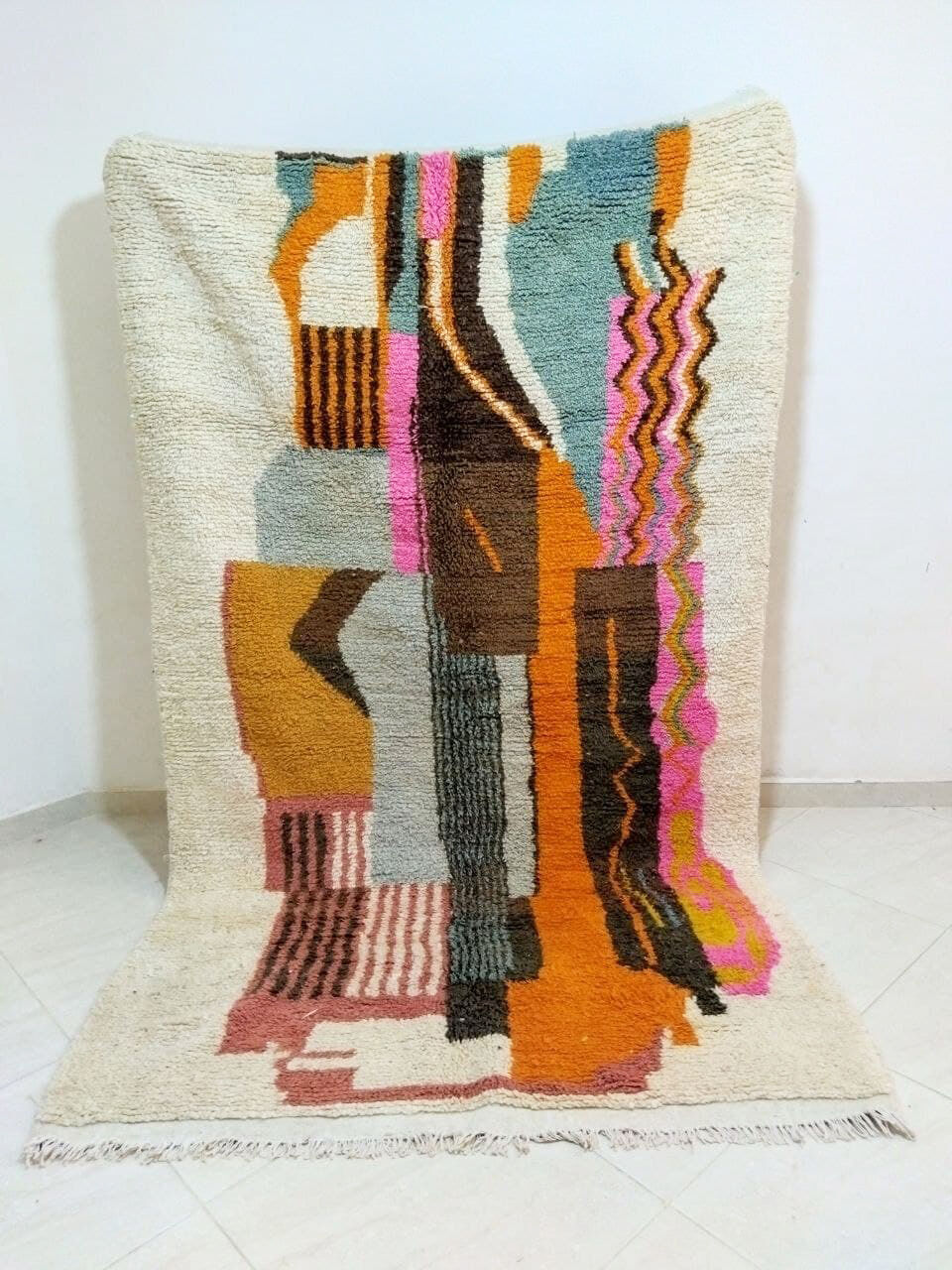 Tapis berbère abstrait orange 250 x 150 cm