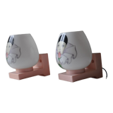 Pair of vintage wall lamps opaline child