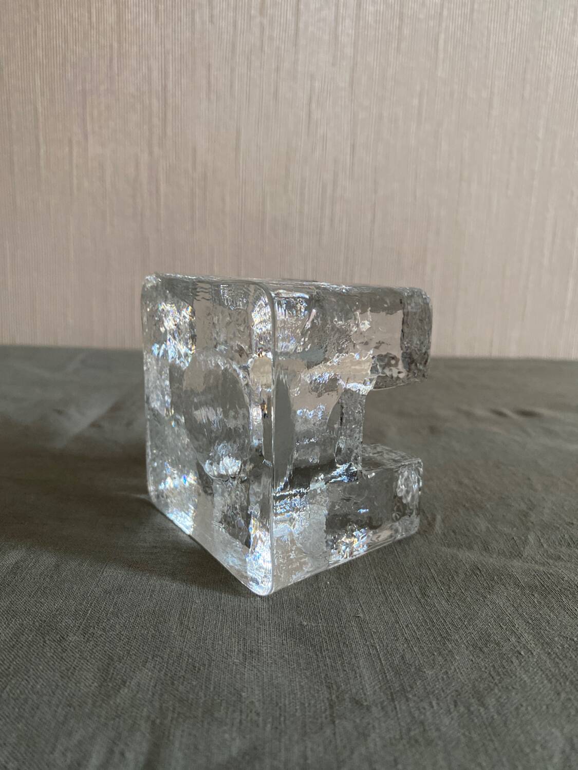Molded glass candle holder