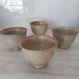 Set of 4 Large Pyrite Stone Bowls