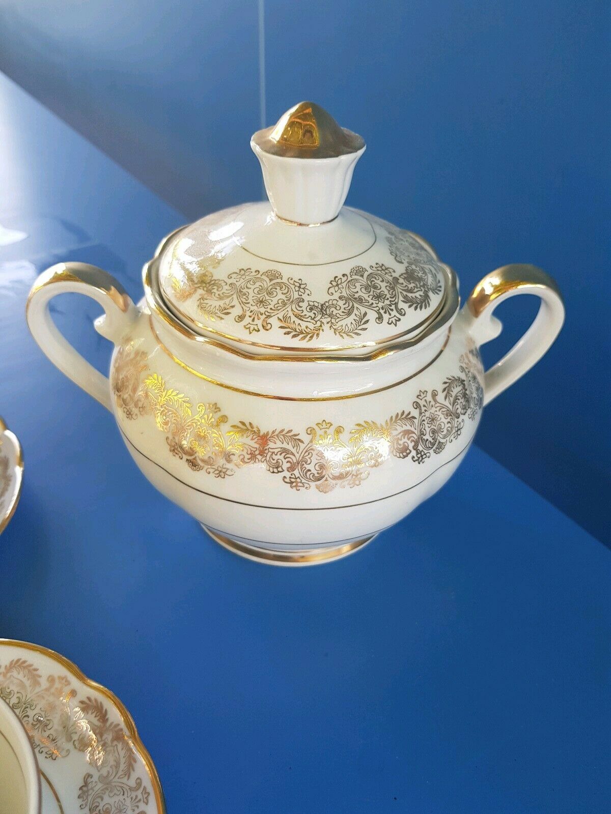 F.D Chauvigny porcelain coffee service complete gold frieze décor