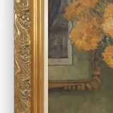 Belgium baroque painting of vase with flowers signed Jos Pas, 1944