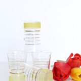 Set de 4 verres vintage, granité jaune et doré, vintage, authentique, années 50