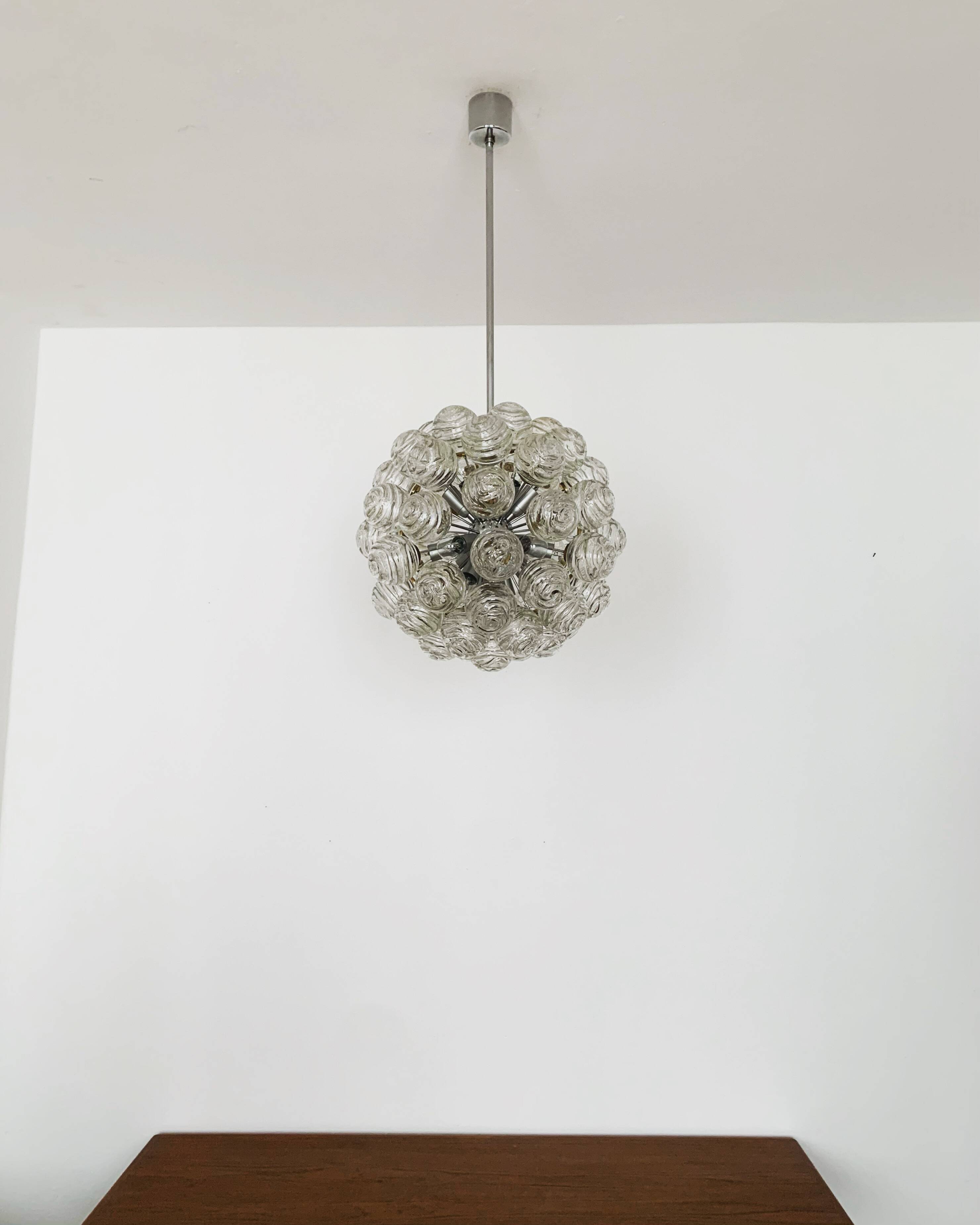 Lustre en verre bullé par Doria