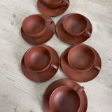 Lot de 6 tasses et soucoupes japonaises en terre cuite