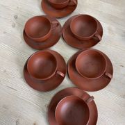 Set of 6 Cups and Japanese Terracotta Saucers