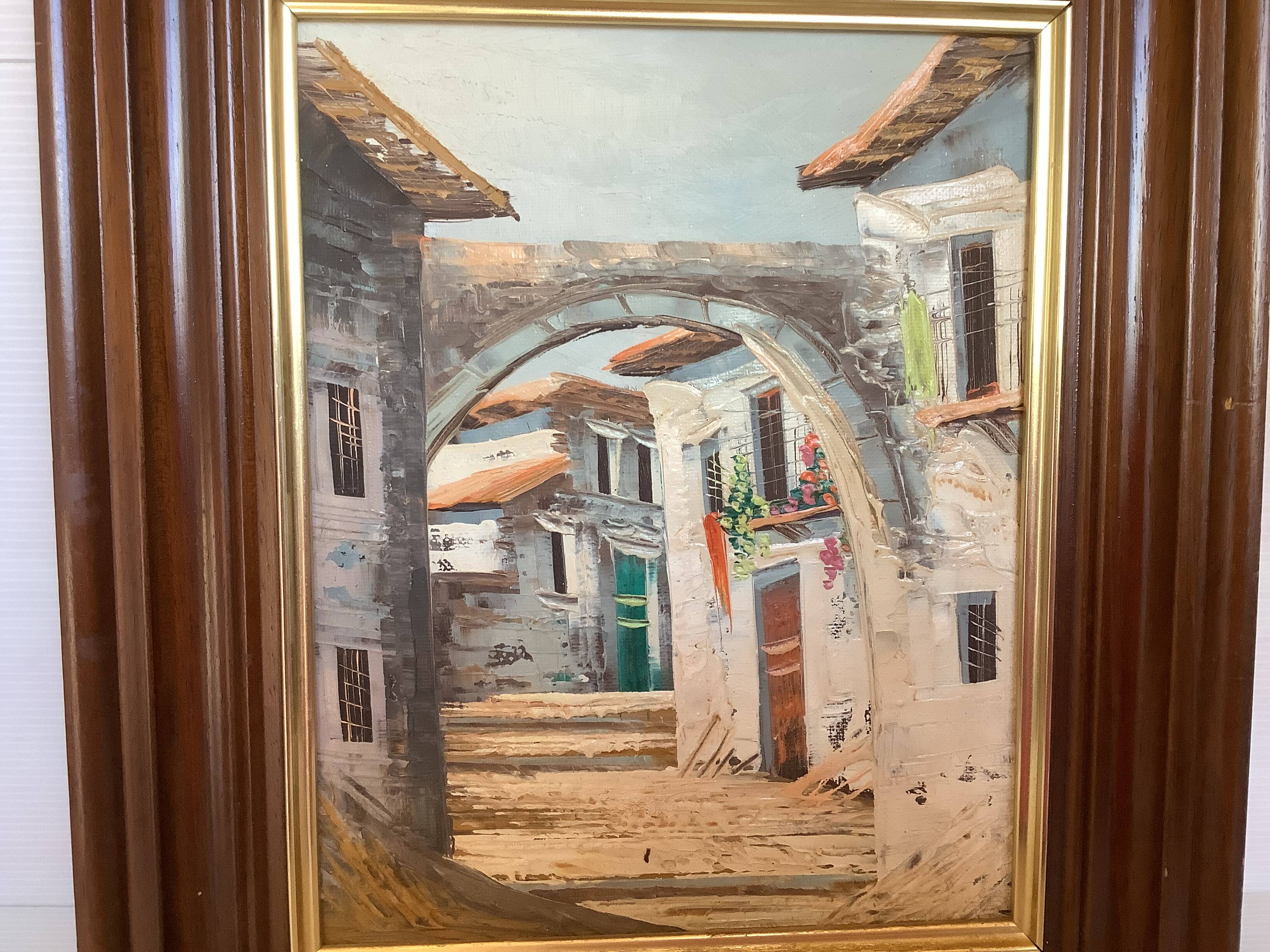 Tableau ruelles de village huile sur toile