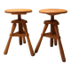 Pair of wooden screw seats from the 70s
