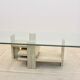 Willy Ballez travertine and cubist glass sculptural coffee table
