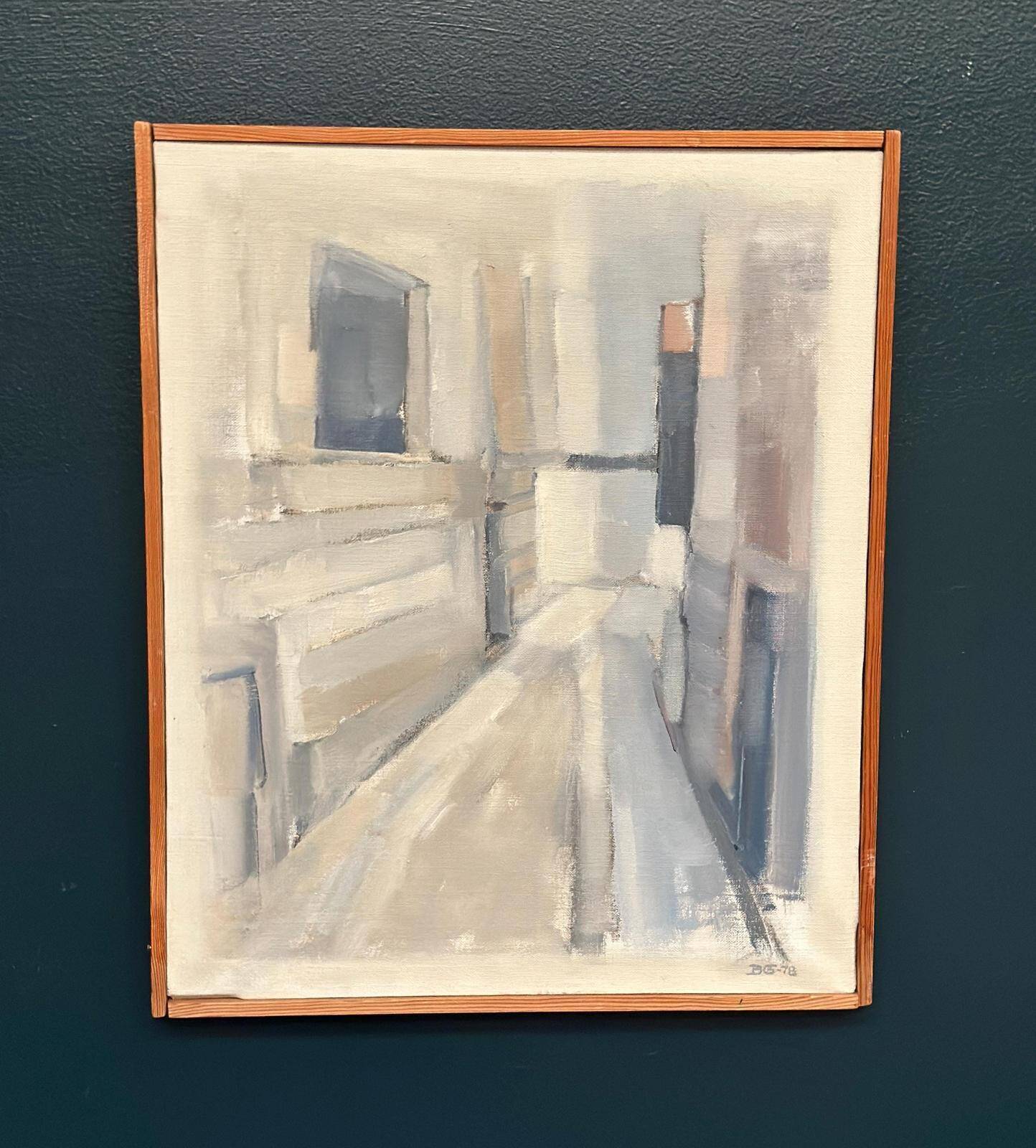 Original Oil On Canvas – “Alley” By Birgit Gustavsson