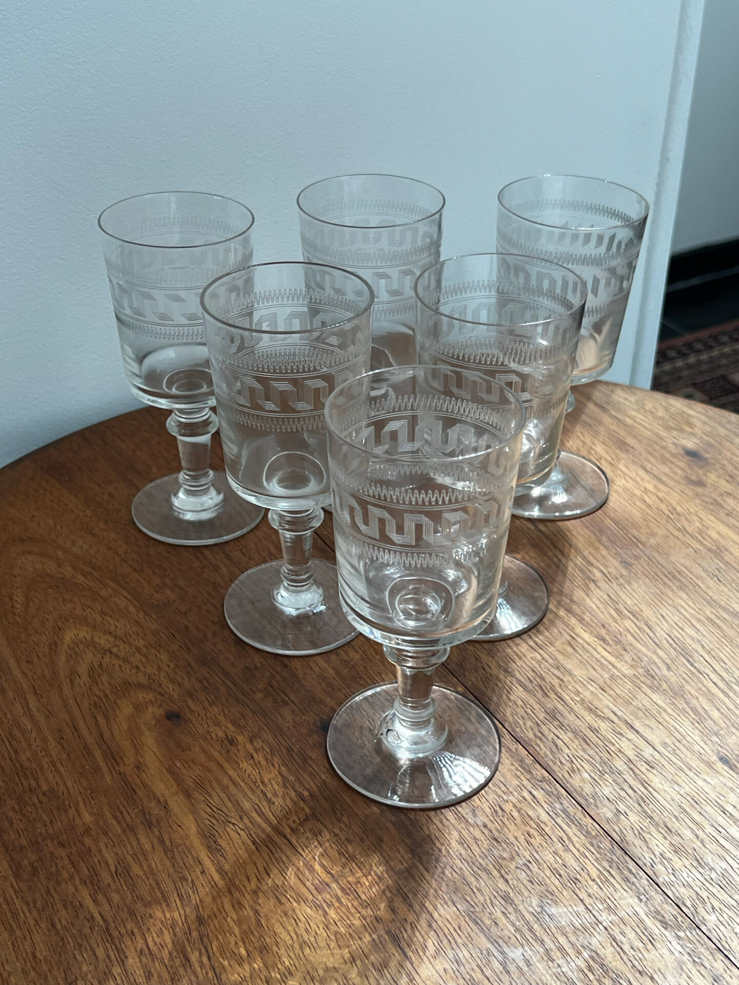 6 verres modèle frise à la grecque - 1890/1910
