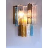 21st Century Multicolored "Squared" Murano Glass Wall Sconces - a Pair