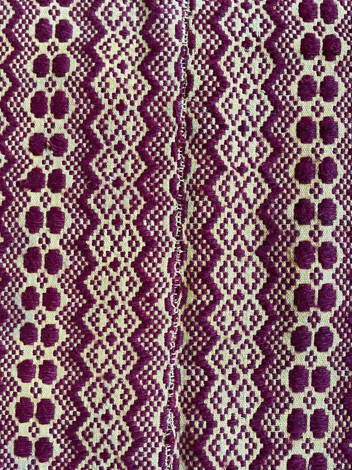 Vintage Romanian carpet brown design on yellow background 217x146cm