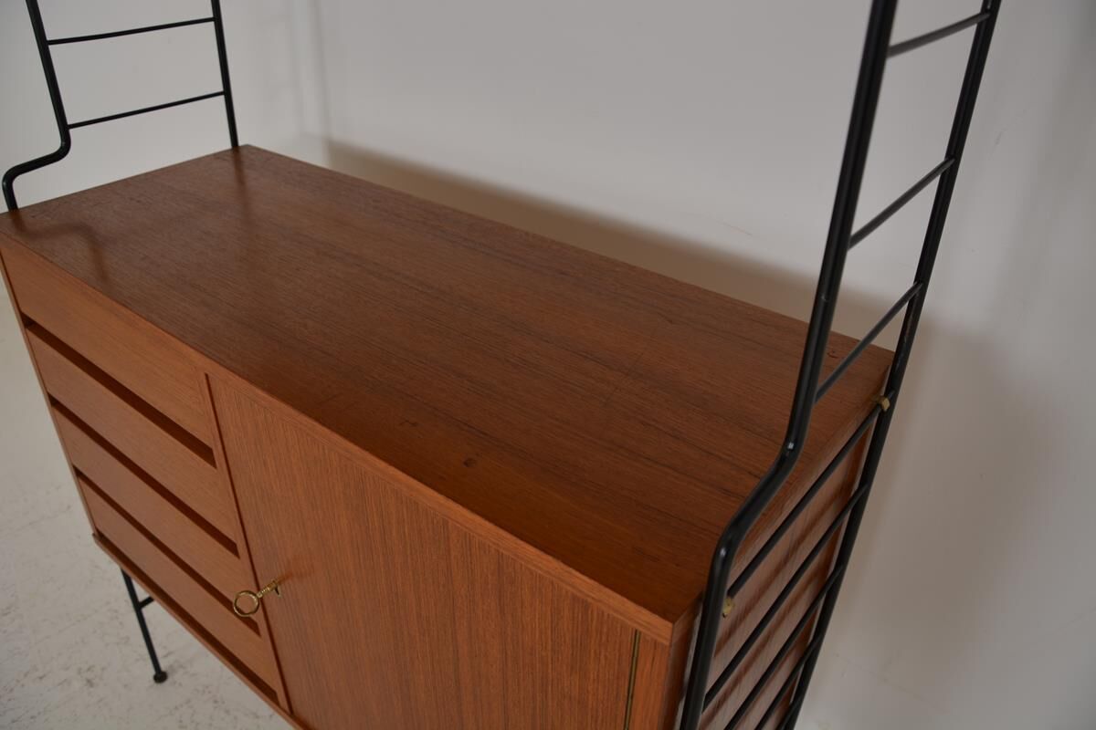 Vintage freestanding teak shelf