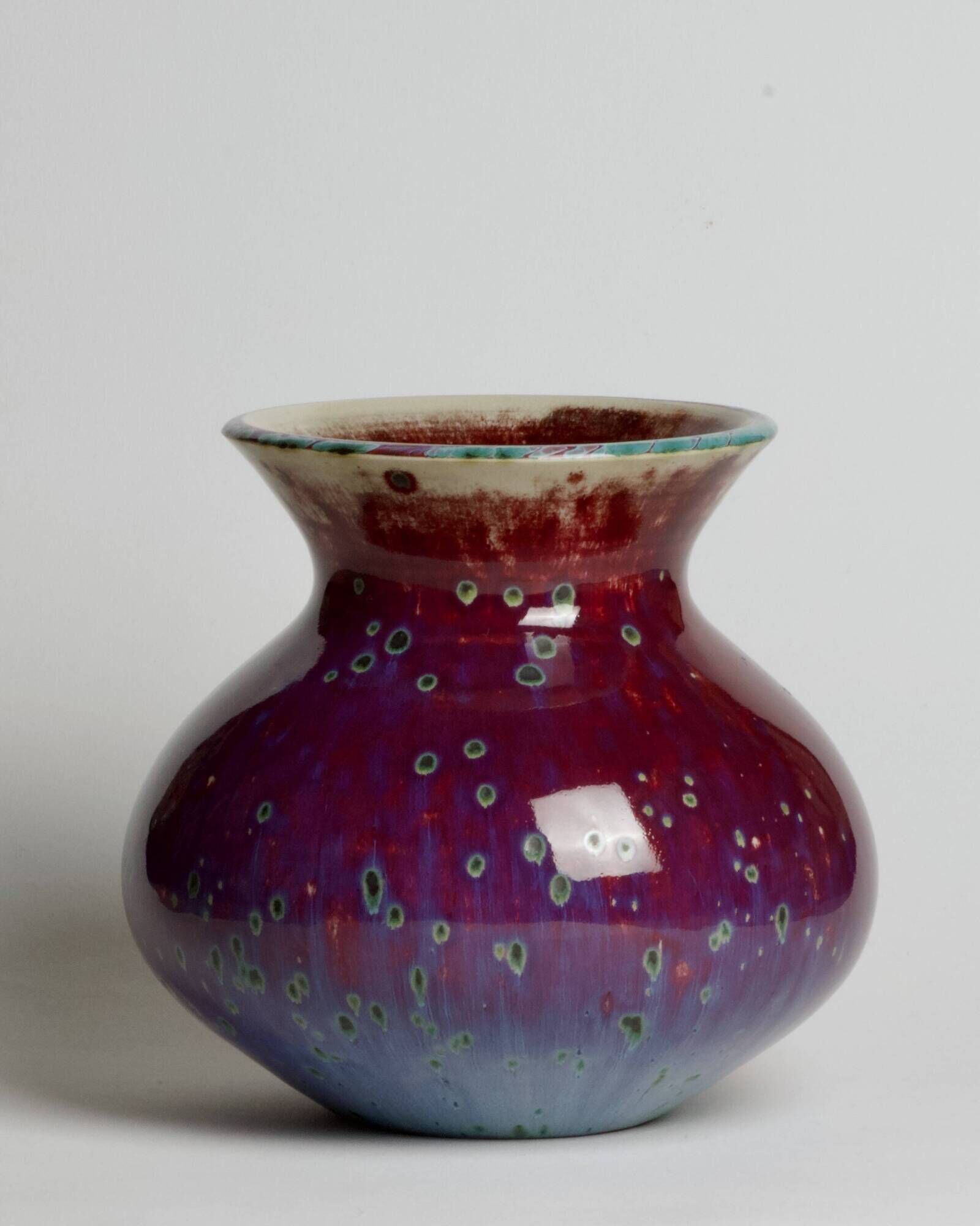 Porcelain vase with peacock glaze by Matsuyama Gaei.