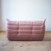 Pink Pearl Velvet Togo 2-Seat attributed to Michel Ducaroy for Ligne Roset