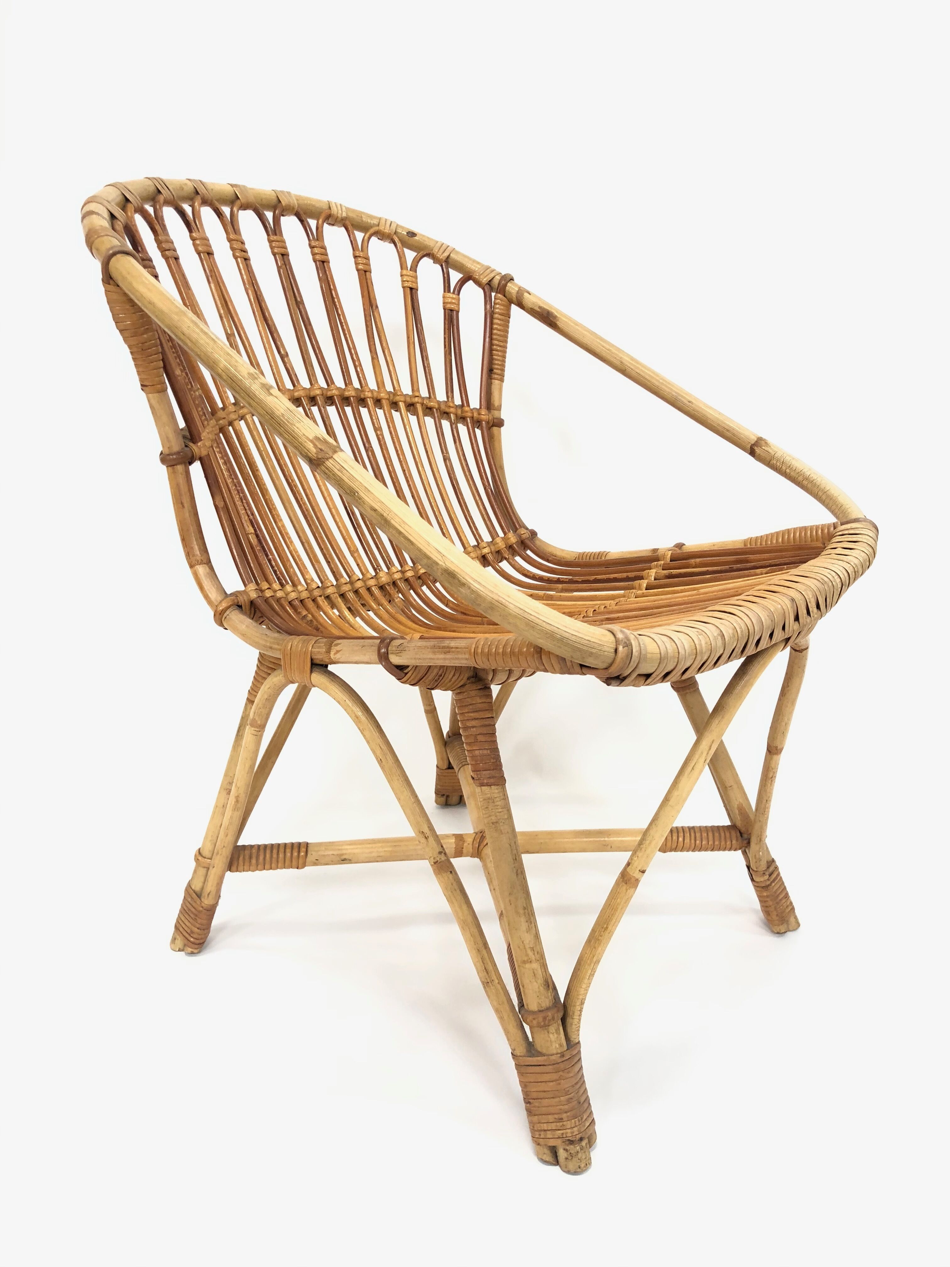 Fauteuil en rotin de Rohe Noordwolde, 1960, Pays-Bas