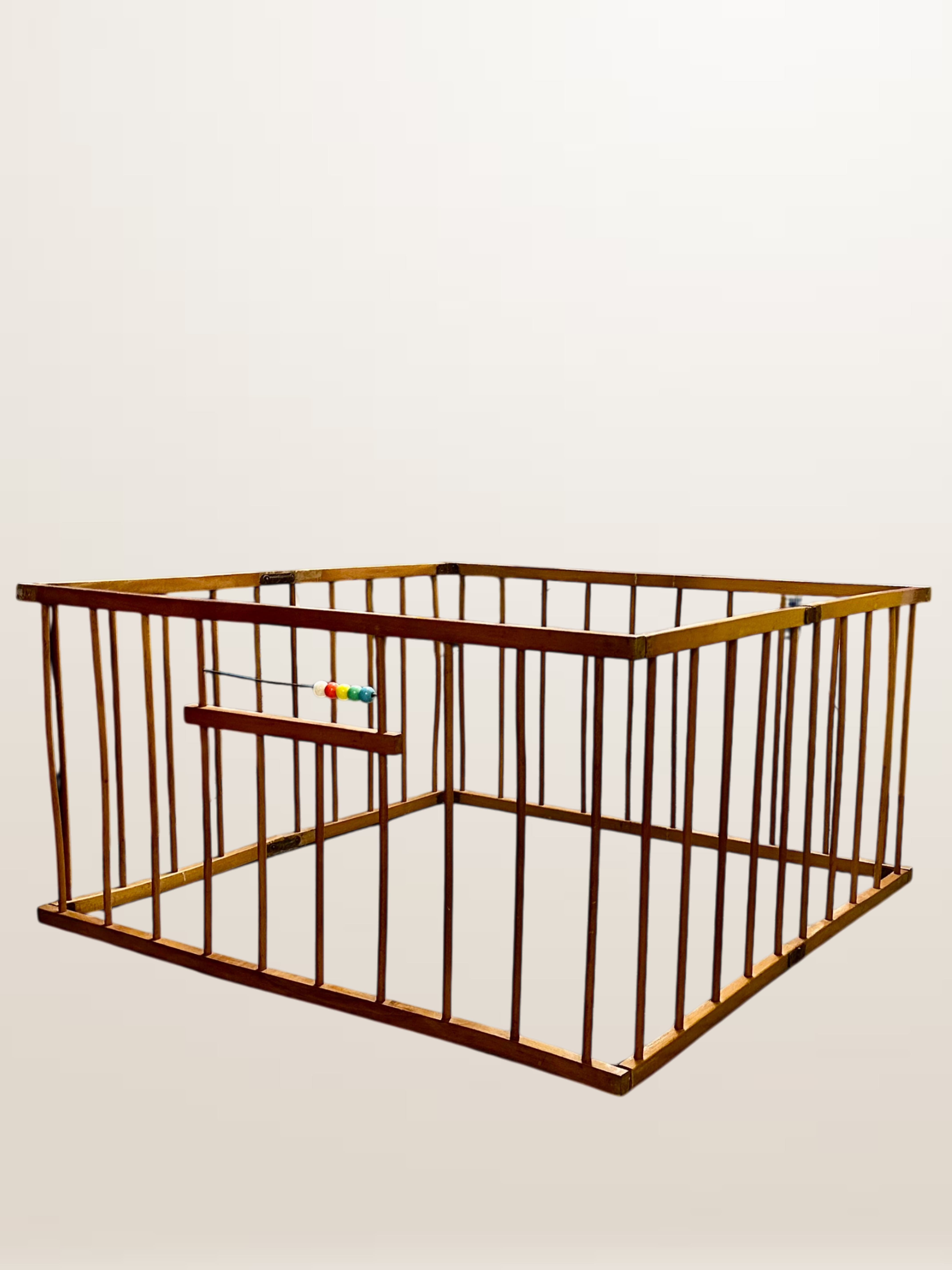 Vintage folding wooden children's playpen, 1950.